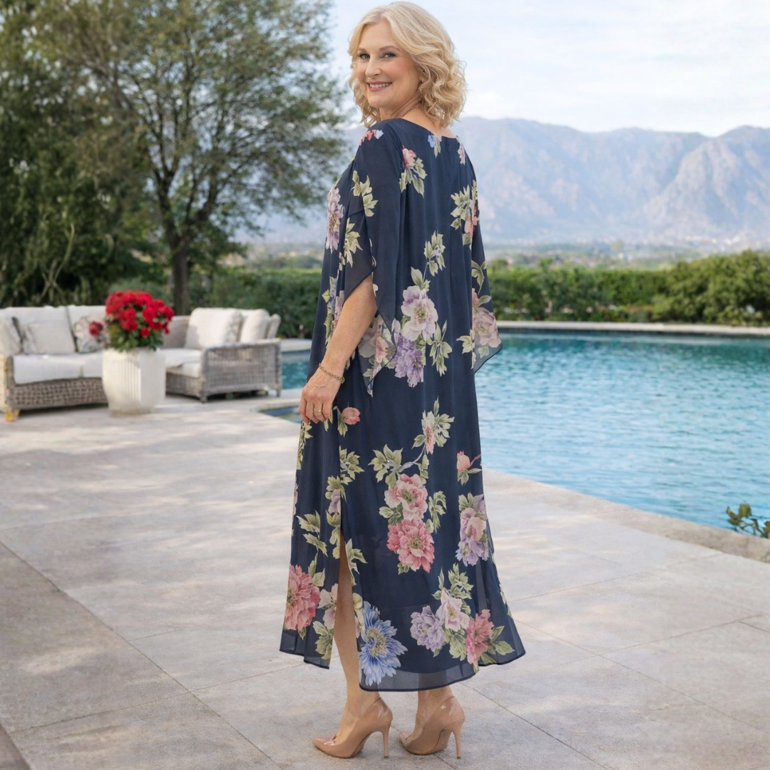 Bianca Floral Maxi Dress, back view