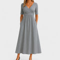 Ida Wrap Midi Dress, view 1 – Golden Hour Wardrobe