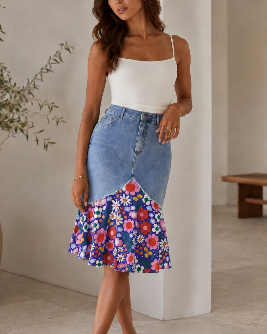 Lucia Denim Midi Skirt