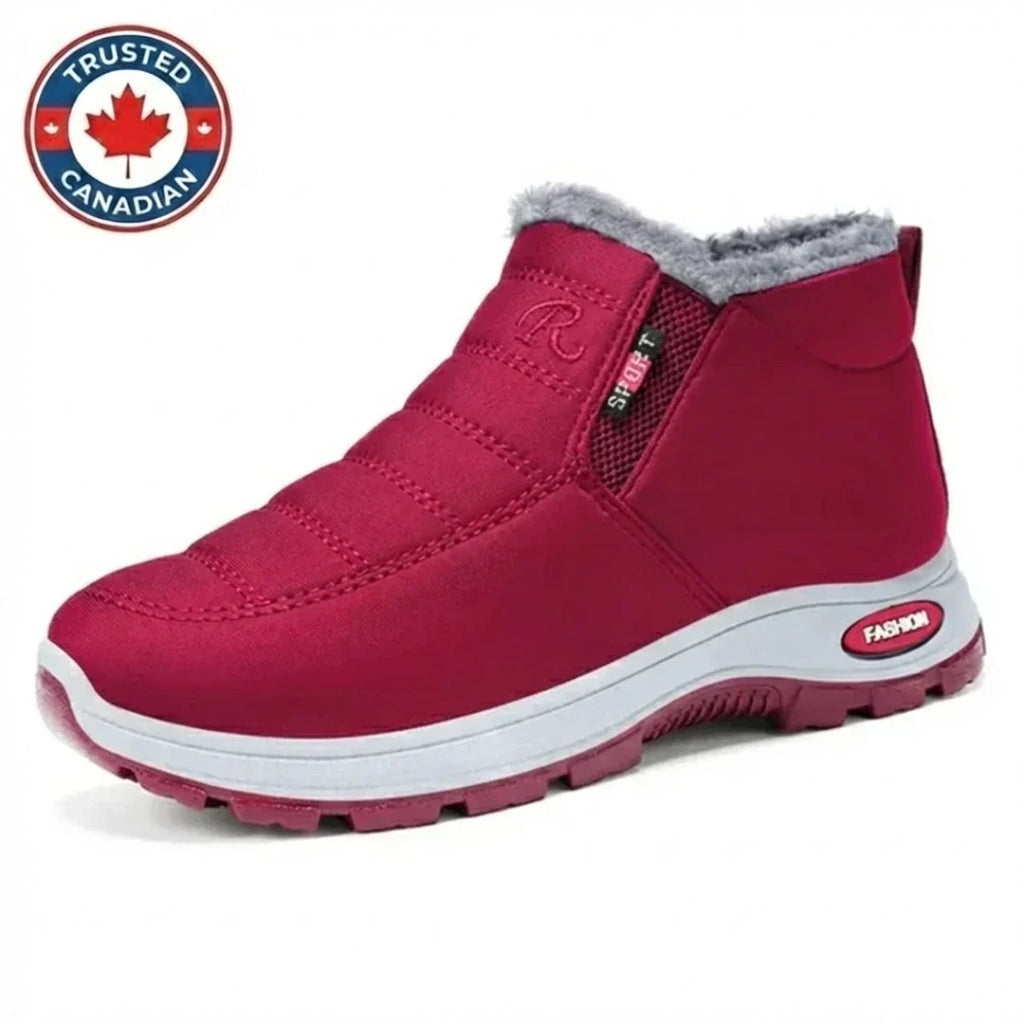 Sianna quilted slip-on ankle boot in Red, side view
