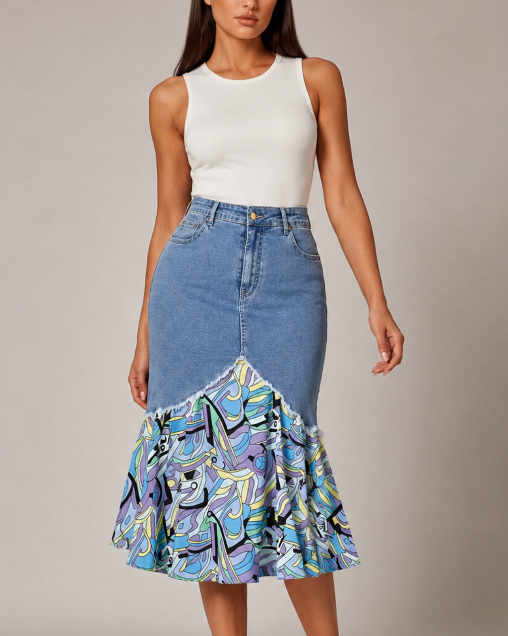 Lucia Denim Midi Skirt