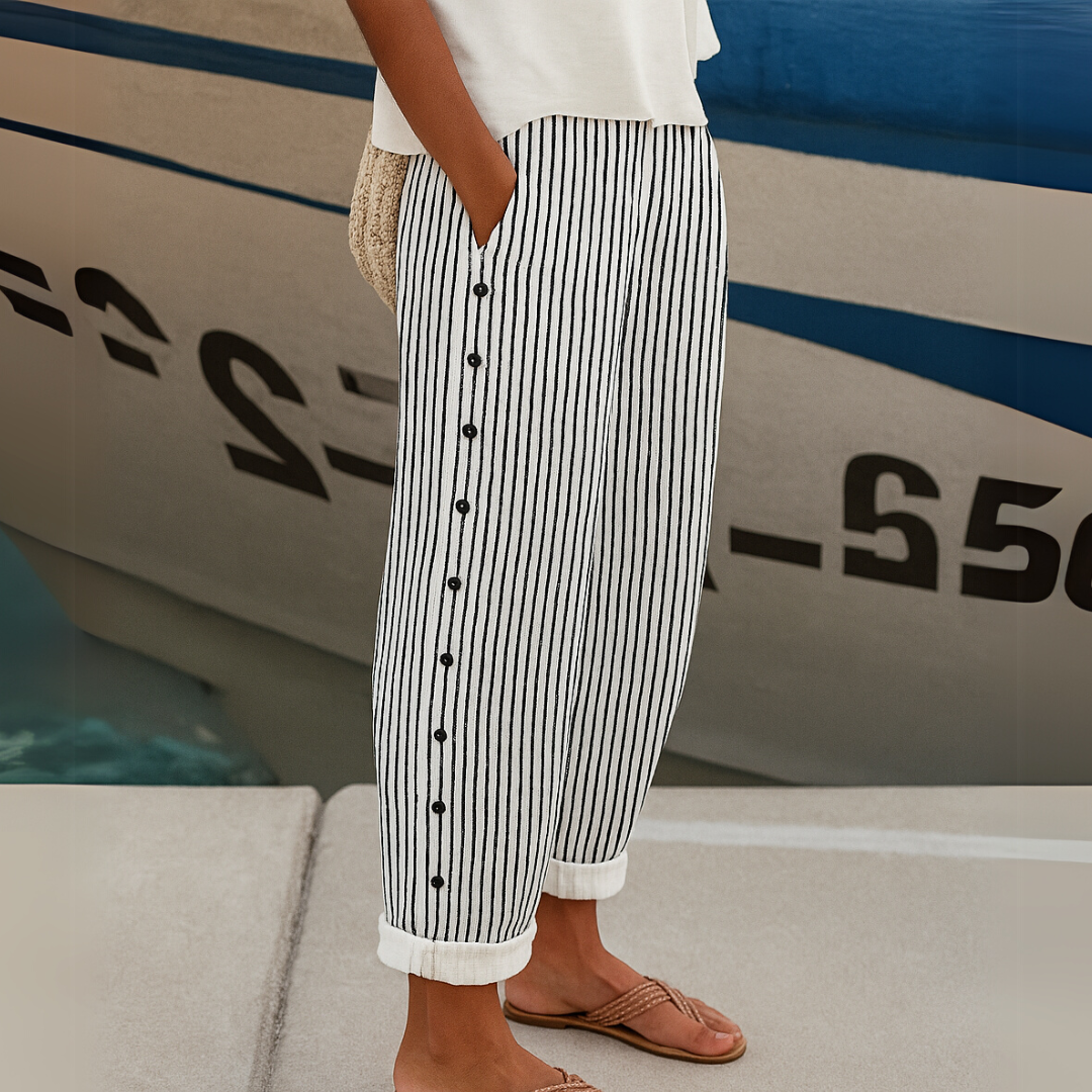 Rea Striped Pants, kleur Black