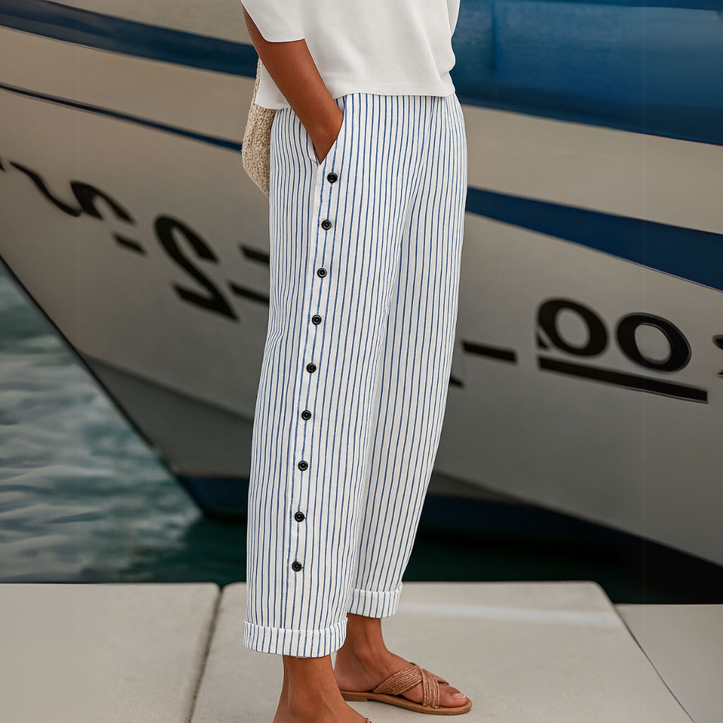 Rea Striped Pants, kleur Khaki