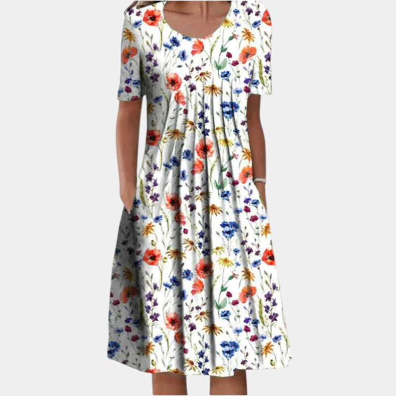 Gigi Tummy Coverage Dress in Floral Red