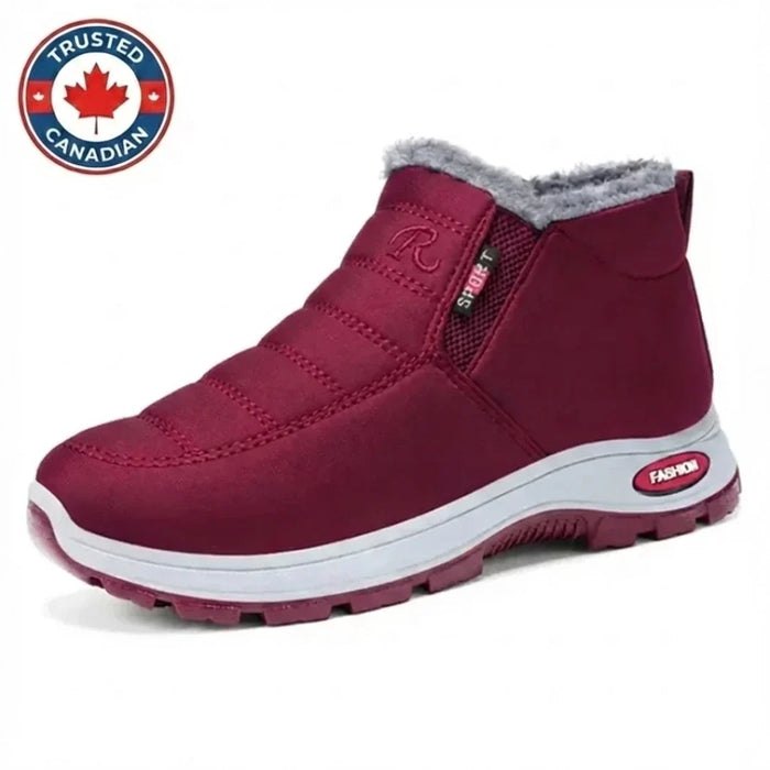 The Sianna quilted slip-on ankle boot in Dark Red, side view