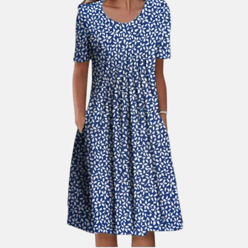 Gigi Tummy Coverage Dress in Blue Flower