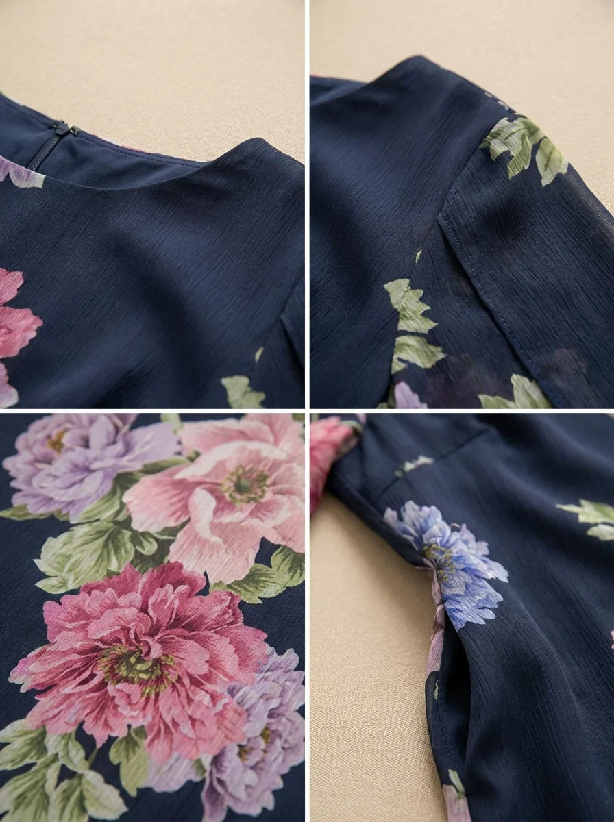 Bianca Floral Maxi Dress fabric and stitching detail