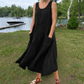 Hazel Linen Maxi Dress in black – Golden Hour Wardrobe