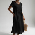 Sophie Embroidered Everyday Dress in black – Golden Hour Wardrobe