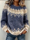 Norabelle™ | Fair Isle V-neck Knit Sweater