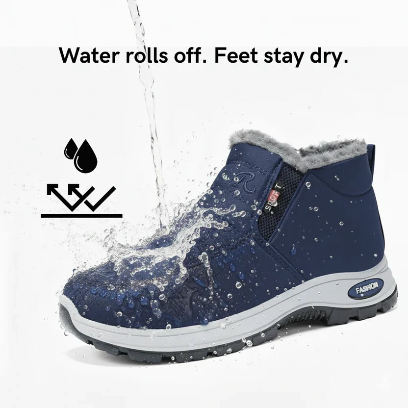 Water beading on the water-repellent outer of the Sianna boot