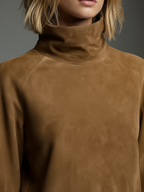 Amelia | Women's Oversized Turtleneck Suede Mini Dress with Cargo Pockets