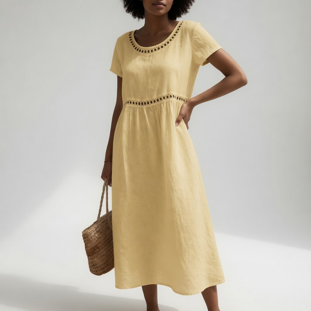 Sophie Embroidered Everyday Dress in yellow – Golden Hour Wardrobe