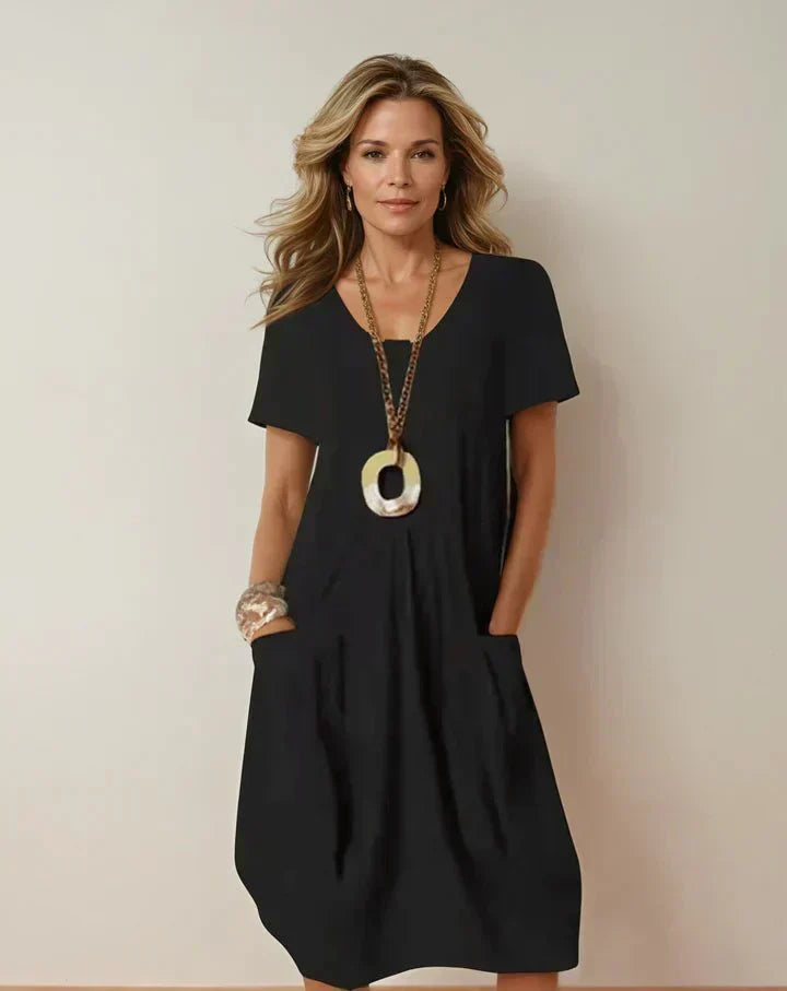Kwani Flow Dress in black, full length – Golden Hour Wardrobe