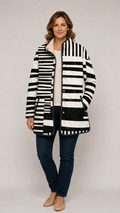 Miren | Black And White Abstract Quilted Jacket